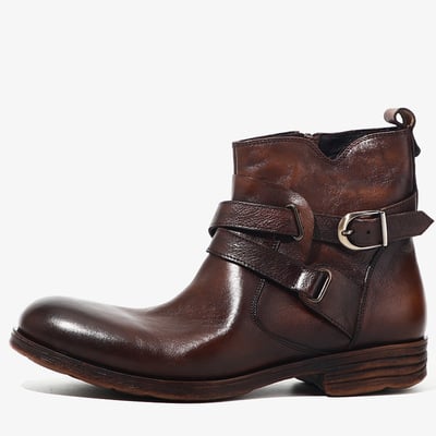 Men's genuine leather retro martin boots first layer leather chelsea short boots 2 colors - Thumbnail 2