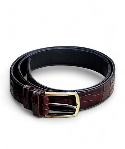 Dark Brown Crocodile/Alligator Leather Belt For Men