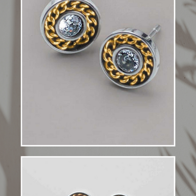 Stainless steel unisex chain reaction cz earrings - final sale - Thumbnail 4