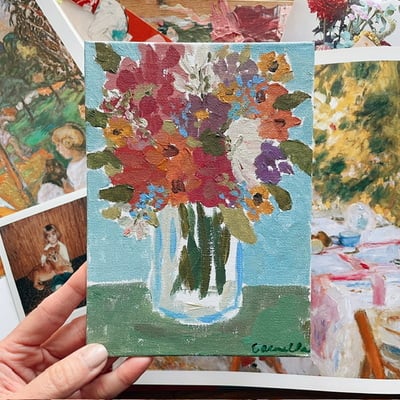 “joy in bloom” 5x7 inch still life, original painting no.03
