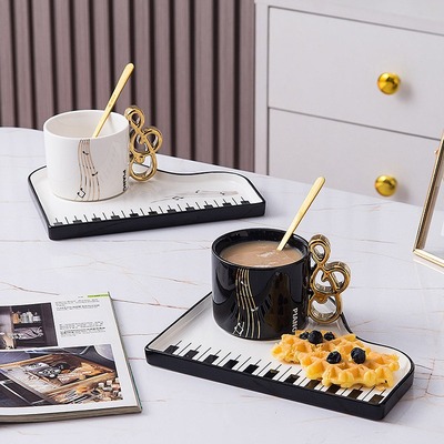 Creative piano ceramic cup and saucer set