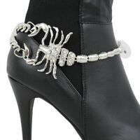 Women Silver Metal Boot Chain Scorpion Shoe Charm Western Fashion Jewelry  - Thumbnail 8