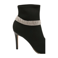 Women Silver Metal Boot Chain Bracelet Rhinestones Band Shoe Charm Anklet Western Fashion Jewelry  - Thumbnail 7