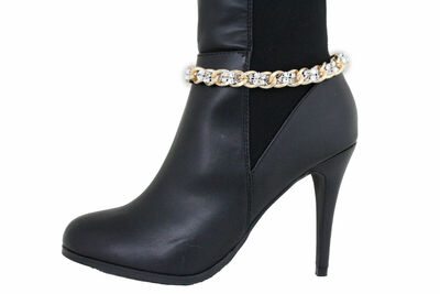 Women Gold Metal Boot Chain Links Silver Mesh Beads Shoe Charm Western Fashion Jewelry