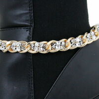 Women Gold Metal Boot Chain Links Silver Mesh Beads Shoe Charm Western Fashion Jewelry - Thumbnail 1