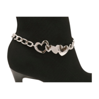 Women Silver Metal Boot Chain Love Heart Shoe Charm Western Fashion Jewelry  - Thumbnail 3
