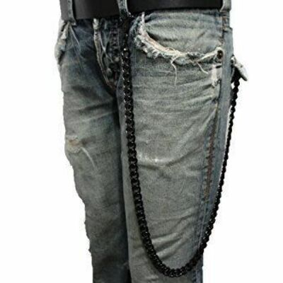 Black metal long wallet chains key chain thick link chunky punk rocker