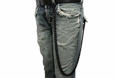 Black Metal Long Wallet Chains Key Chain Thick Link Chunky Punk Rocker