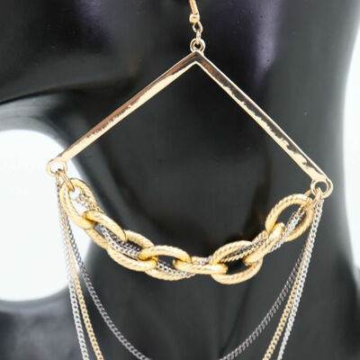 Women fashion earrings gold metal links stylish links charm dangle drop