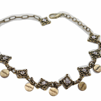 Women antique gold metal chain boot bracelet shoe happy charm friendship present