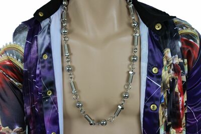 Gangster Men Long Fashion Necklace Silver Metal Balls Screw Tool Hip Hop Jewelry