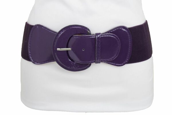 Hip Waist Women Elastic Casual Fashion Purple Eggplant Color Belt Plus M L XL