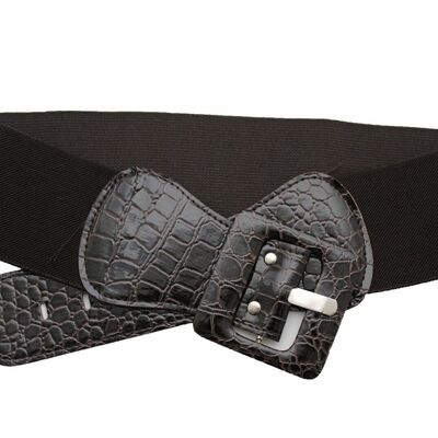 Women belt high waist hip dark brown work school fashion square buckle xs s m