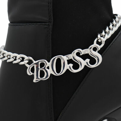 Women silver metal chain links boot bracelet shoe anklet boss charm stunning