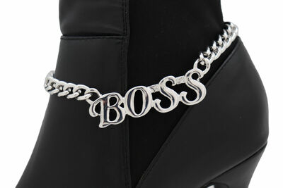 Women Silver Metal Chain Links Boot Bracelet Shoe Anklet BOSS Charm Stunning