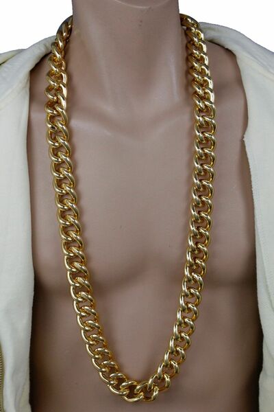 Men Gold Extra Long Metal Thick Chain Chunky Links Fashion Jewelry Necklace Sexy