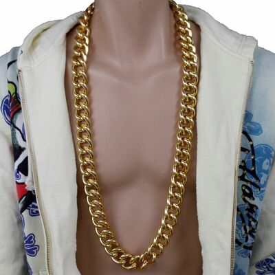 Men long metal chain chunky thick link biker fashion jewelry necklace gold color
