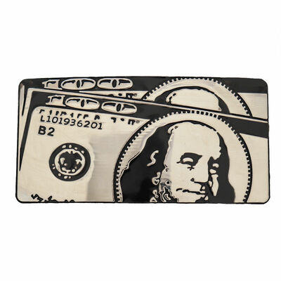 Men silver color belt buckle hip hop street fashion club 100$ bill money hood