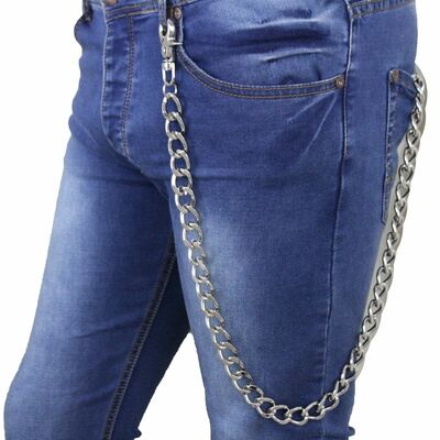 Men silver metal extra long wallet chain link strong links biker jeans trucker