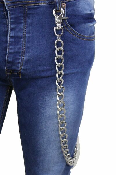 Men Silver Metal Extra Long Wallet Key Chain Links Strong Biker Trucker Rocker