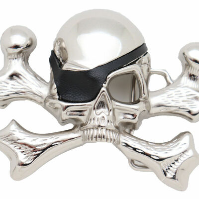Men silver metal fashion belt buckle skeleton pirate bones skull biker rider