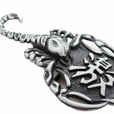 Men western belt buckle silver metal cowboy scorpion desert animal casual wear
