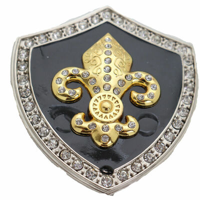 Men women belt buckle silver metal big size gold fleur de lys lily french shape