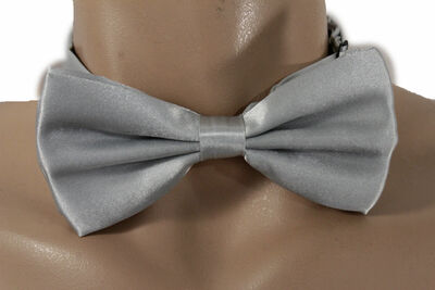 Men Women Fashion Neck Bow Tie Fabric Tuxedo Costume White Silver Black Pink Red