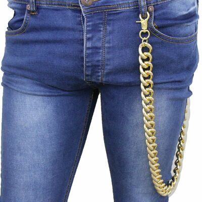 Men women gold long wallet metal chain link thick chunky links jeans strong