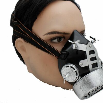 Men women half face black silver halloween costume gas mask steampunk mardi gras