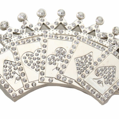 Men women silver metal belt buckle las vegas cool card games crown gambling look