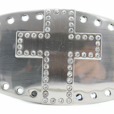 Men women silver metal rocker gothic fashion buckle cross bling religious church
