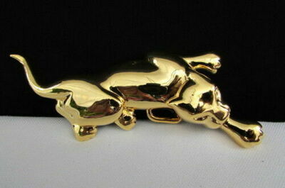 Men Women Teen Fashion Buckle Gold Metal Tiger Panther Narrow Skinny Belt Animal