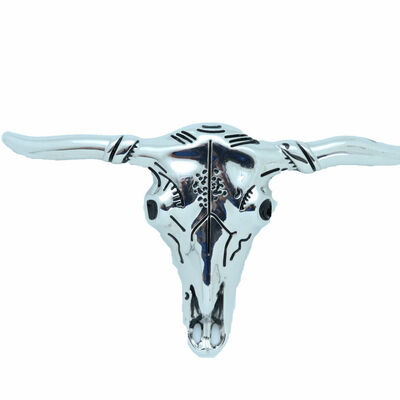 Men women western fashion silver metal belt buckle long horn texas cow big bull 