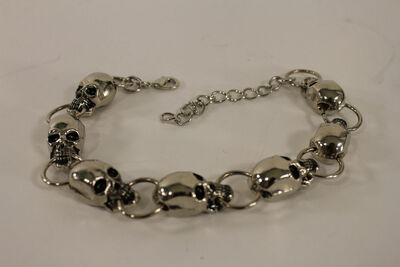 Punk Women Bold Boot Bracelet Band Silver Shoe Metal Chain Skeleton Skull Gothic