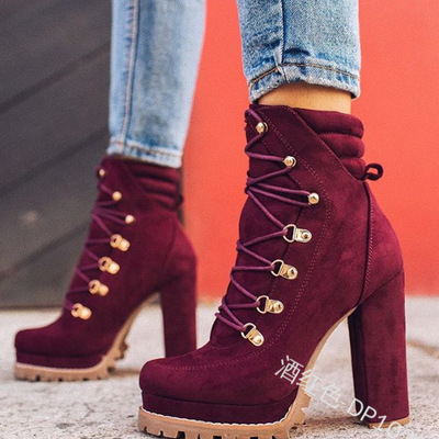 Women's lace up studded booties suede heels