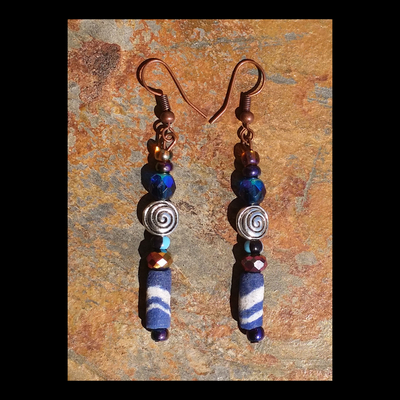 Tribe vibe (blue) handmade earrings by nubian collection artwear 🎨