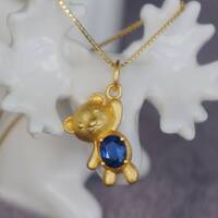 Hanging Bear Natural Kyanite Pendant 925 Sterling Silver Pendant Gift for Kid for Girlfriend - Thumbnail 3