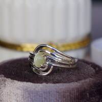 Natural Crysoberyl Cat's Eye Ring 925 Sterling Silver Ring Sharp Chatoyancy Cat's eye Effect (US 5.5) Ring for Women - Thumbnail 3