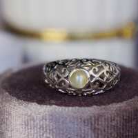 Sharp Cat Eye Effect Round Cab Natural Chrysoberyl Ring Cat's Eye Ring  Silver Ring Anniversary Birthday Gift Ring for Women US size 6.5 - Thumbnail 2
