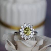 Super Sparkling!!Natural Yellow Mali Garnet Ring 925 Sterling Silver Ring(US size 6) for Engagement for Anniversary for Women - Thumbnail 2