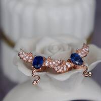 Little Devils- Natural Blue Kyanite Earstuds 925 Sterling Silver Stud Earrings plated in Pink Gold - Thumbnail 2