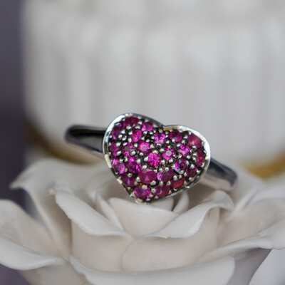 25pcs genuine red ruby heart shape ring 925 sterling silver ring july birthstone gift for birthday and anniversary for loved ones