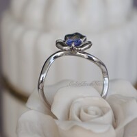 Flourish--Natural Tananite Gem Ring Artistic Flower Shape 925 Sterling Silver Ring  US size 7  for lady for girls Anniversary birthday - Thumbnail 4