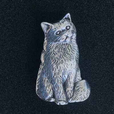 Silver cat brooch 925 sterling silver simple brooch animal pin jewlery for cat lover