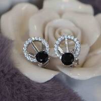 Anti-War Earstuds Natural Black Spinel Earstuds 925 Sterling Silver Stud Earrings One Pair - Thumbnail 2