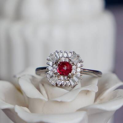 Cz halo natural red spinel ring jedi spinel 925 sterling silver ring for women anniversary gift birthday gift(see description)  us 6