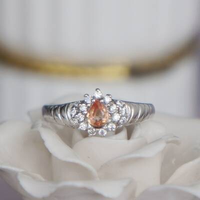 Mini size natural orange sapphire ring 925 sterling silver ring gift for girl ring for women us size 6 pinky ring