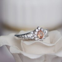 Mini Size Natural Orange Sapphire Ring 925 Sterling Silver Ring Gift for Girl Ring for Women US size 6 Pinky Ring - Thumbnail 3