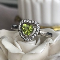 Heart Shape Natural Peridot Ring 925 Sterling Silver Ring with heart shape peridot US size 6.25 - Thumbnail 2